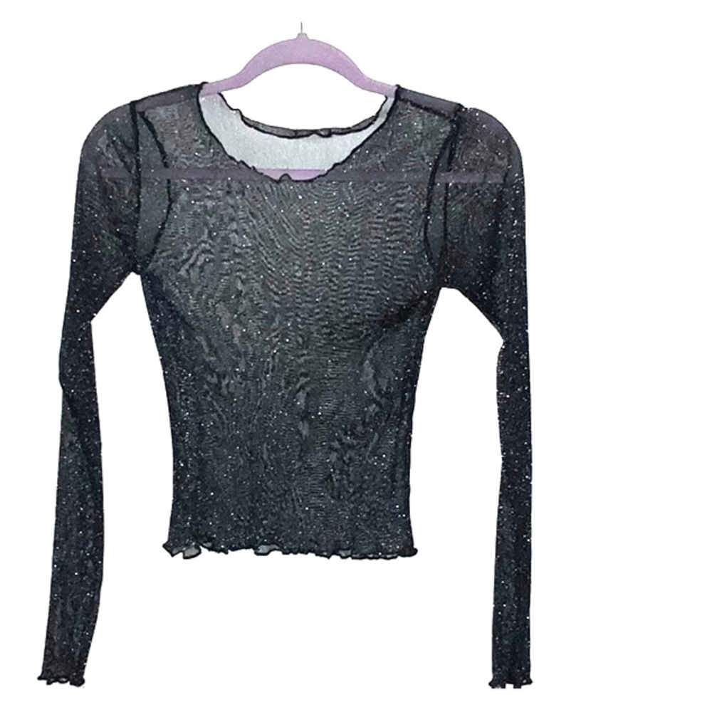 SPARKLY sheer long sleeve top!